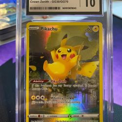 Pokemon TCG Pikachu Crown Zenith: GG30/GG70 Holo Rare CGC Graded GEM MINT 10