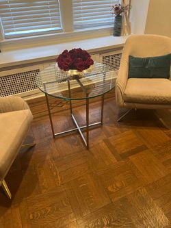 Round Glass Accent Table With Chrome Base
