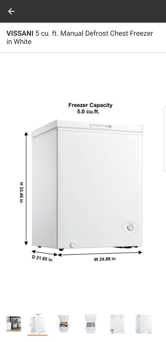 ❄VISSANI 5 cu. ft. Chest Freezer ❄