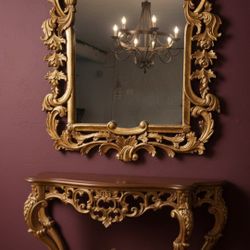 Ornate Beveled Golden Mirror 