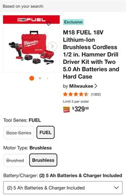 Milwaukee M18 FUEL 1/2”  Hammer Drill Driver Kit