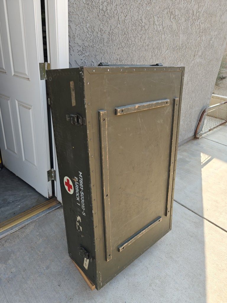 Vintage Military Wooden Medical Chest