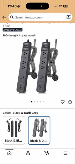 10Ft Long Surge Protector Power Strip -Extension Cord with Multiple Outlets 5 Widely Outlets 3 USB Charging Ports, Flat Plug Overload Surge Protection