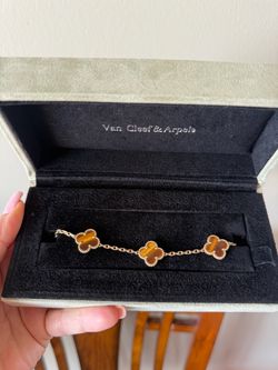 Van Cleef & Arpels Tiger Eye 5 Motif Bracelet