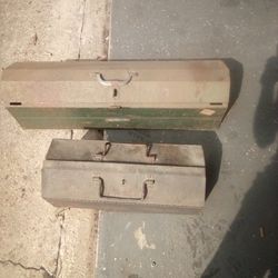 2 Vintage Tool Boxes Green