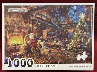 Brand New Sealed Manducary 1000-Piece Jigsaw Puzzle - Magical Santa's Workshop Christmas Scene  