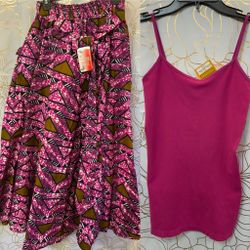African Print Skirt With matching Tank top