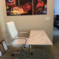 White / Gold Desk + Chair (Set)