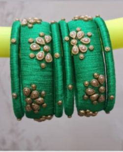 Indian Thread Bangles With Kundan Work 