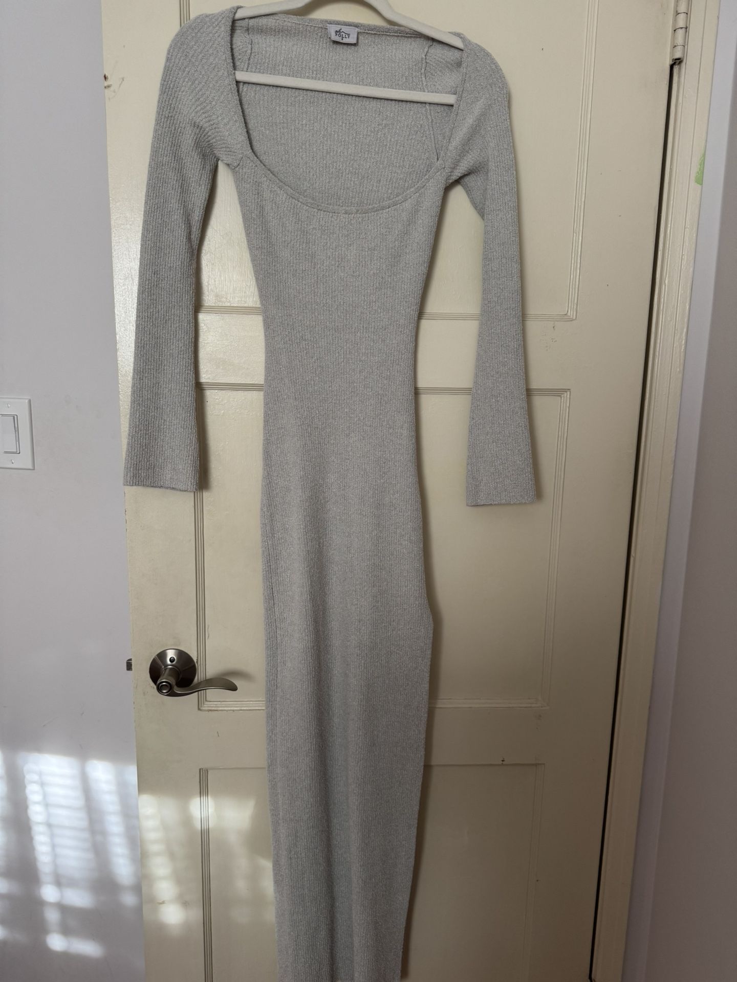 Long sleeve Grey dress with Slit
