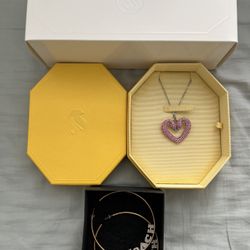 Swarovski Pink Heart Swan Necklace 