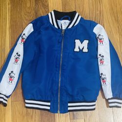 Authentic Disney Store Mickey Mouse Bomber Jacket Boys 4 Rare Blue Zip Up