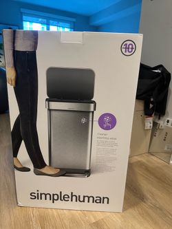 Simple Human 45 L stainless steel rectangular step can with stainless steel lid