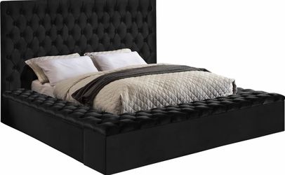 Luxury California King Black Velvet Storage Bed