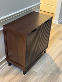Dark Walnut Accent Cabinet with Fluted Doors