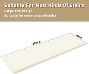 PURE ERA Ultra Plush Carpet Stair Treads 8 x 30 Inch White 14 Pcs #2765A UP1