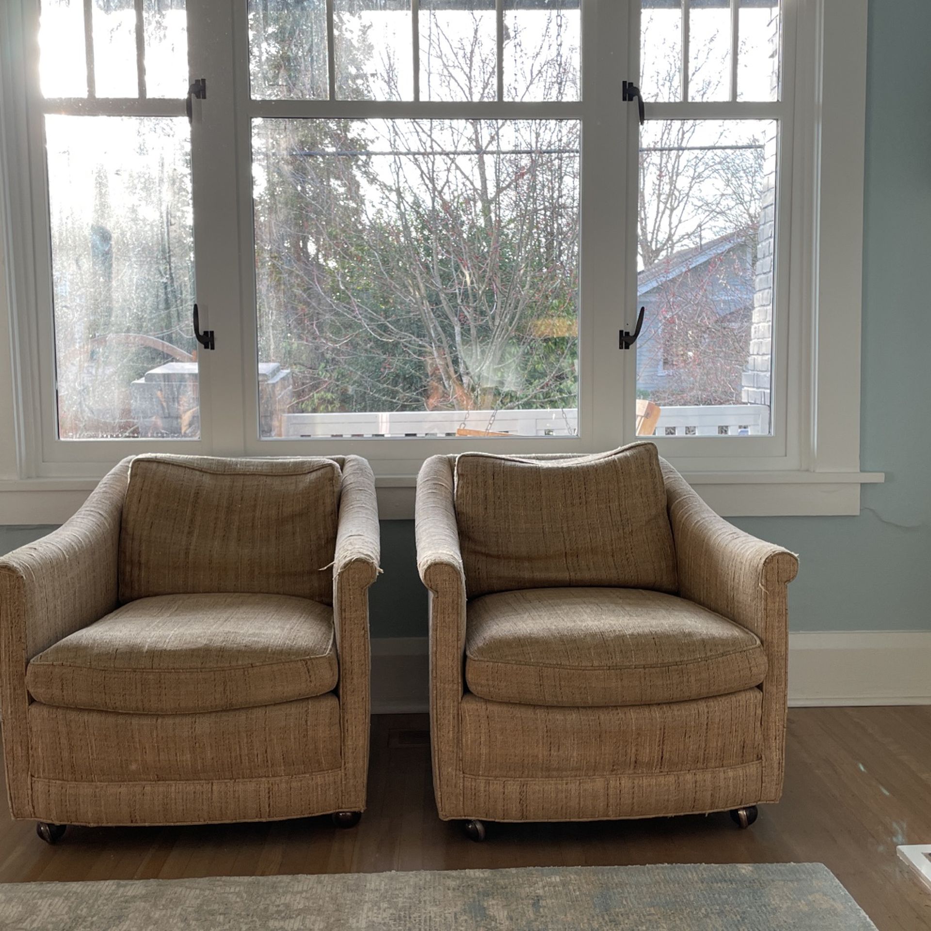 Henredon Mid Century Upholstered Club Chairs
