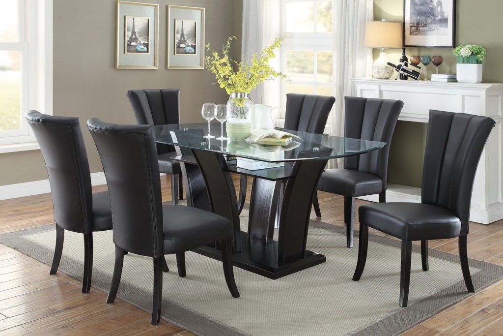 Brand New Black 7pc Modern Style Dining Table Set
