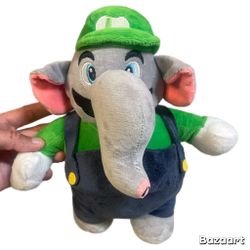 Super Mario Bros Wonder Plush Elephant Luigi 10.5" Stuffed Toy Doll