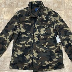 George Mens Cotton Camouflage Jacket W/ Stow Away Hood   XLarge   