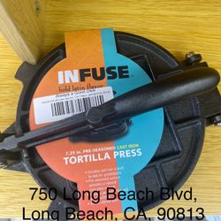 Infuse Latin Pre-Seasoned Cast Iron Tortilla Press