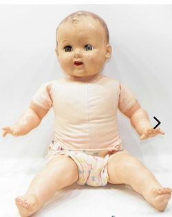 Vintage Vinyl and Cloth Baby Doll in Diaper 18 Inches