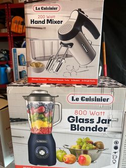 Le Cuisinier Hand Mixer and Glass Jar Blender Bundle