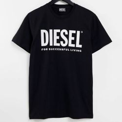 Diesel Black T-Diego-Logo Mens T-Shirt Size S Black