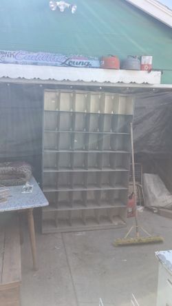Metal cubbie hole cabinets, shelving