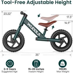 Toddler Balance Bike 2 Year Old, No Pedal Balance Bicycle for Kids 24 Months to 5 Years Old, Training Bicycle with Adjustable Seat & Flat-Free Tires, 