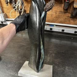 Truly One of a Kind Granite CatTail Abstract Sculpture Unknown Artist