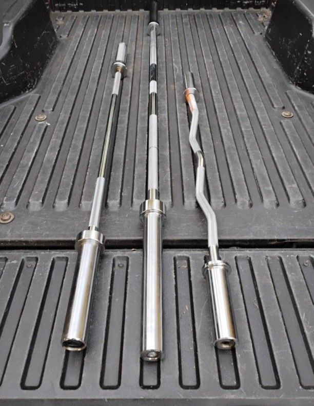 NEW  OLYMPIC  BARS  : 7 FOOT = $80 / 6 FOOT = $60 / 5 FOOT  = $60  / EZ  CURL  BAR =  $50 / TITAN ASSISTED SQUAT BAR = $150
• OLYMPIC 45s 35s  25s 10s