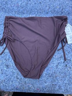CALIA Women's High Waisted Ruched Side Tie Swim Bottoms,xl