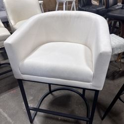 Fabric White Counter Stool.