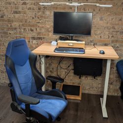 Electric Height Adjustable Desk with MAXNOMIC Chair Set for Home Office and Computer Workstation