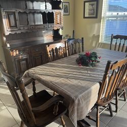 6ft Solid Wood Table With 6 Chairs
