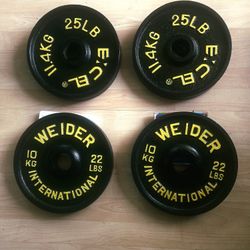
(2) 25. (2) 22 lbs Olympic Metal Plates