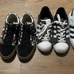 4 Pairs Of Vans And Adidas Size 5 Youth