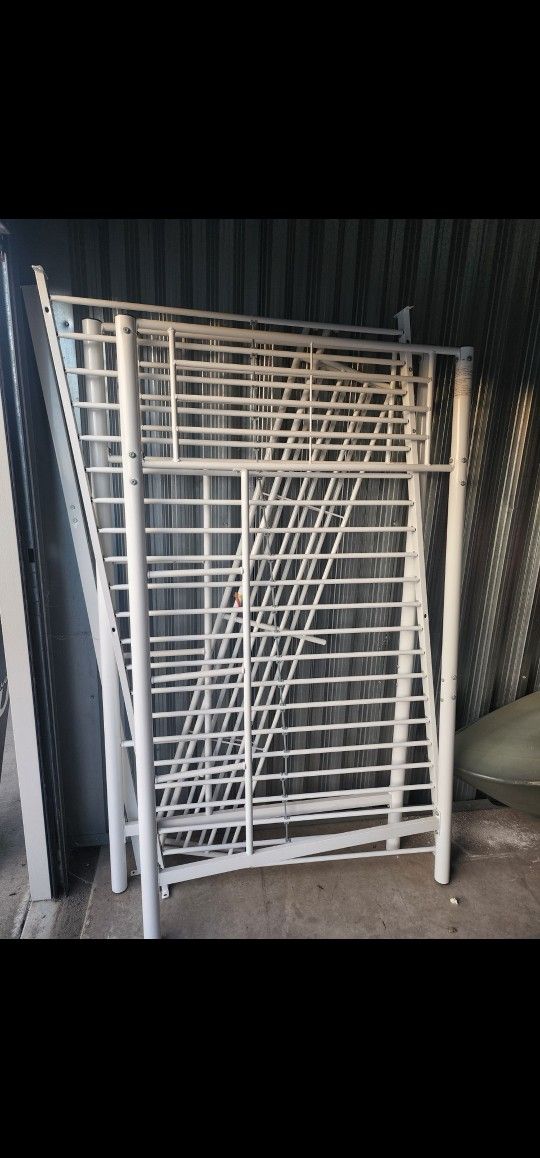 Twin Metal Loft White Bed