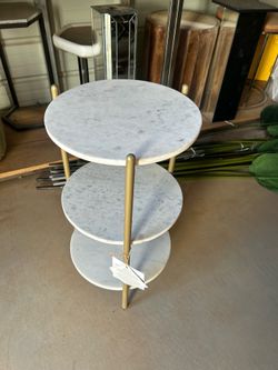 3-Tier Marble and Gold Side Table