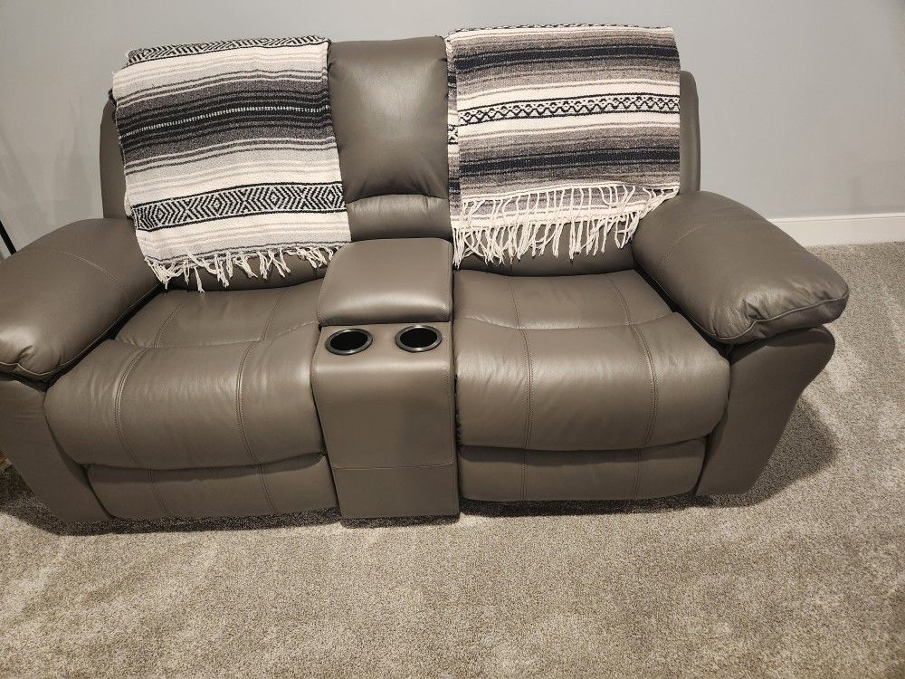 Double Seat Leather Recliner