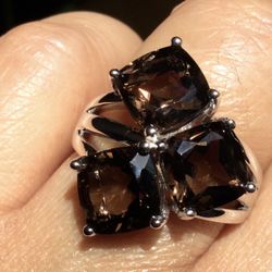 925 Sterling Silver Genuine Smoky Quartz 