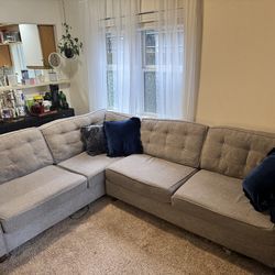 Modern Gray Sectional Sofa – Clean, Comfortable, L-Shaped