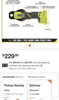 Ryobi PEX Crimp Ring Press Tool Tool Only NEW for Sale in