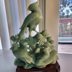 Antique Chinese Hand-carved Jade/Jadeite Phoenix Statue 