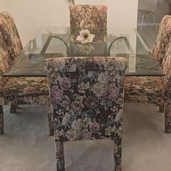 Vintage Glass Top Table and Chairs