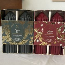 Threshold Holiday Scented Pilar Candle Sets- Forest Fir & Holiday Hearth