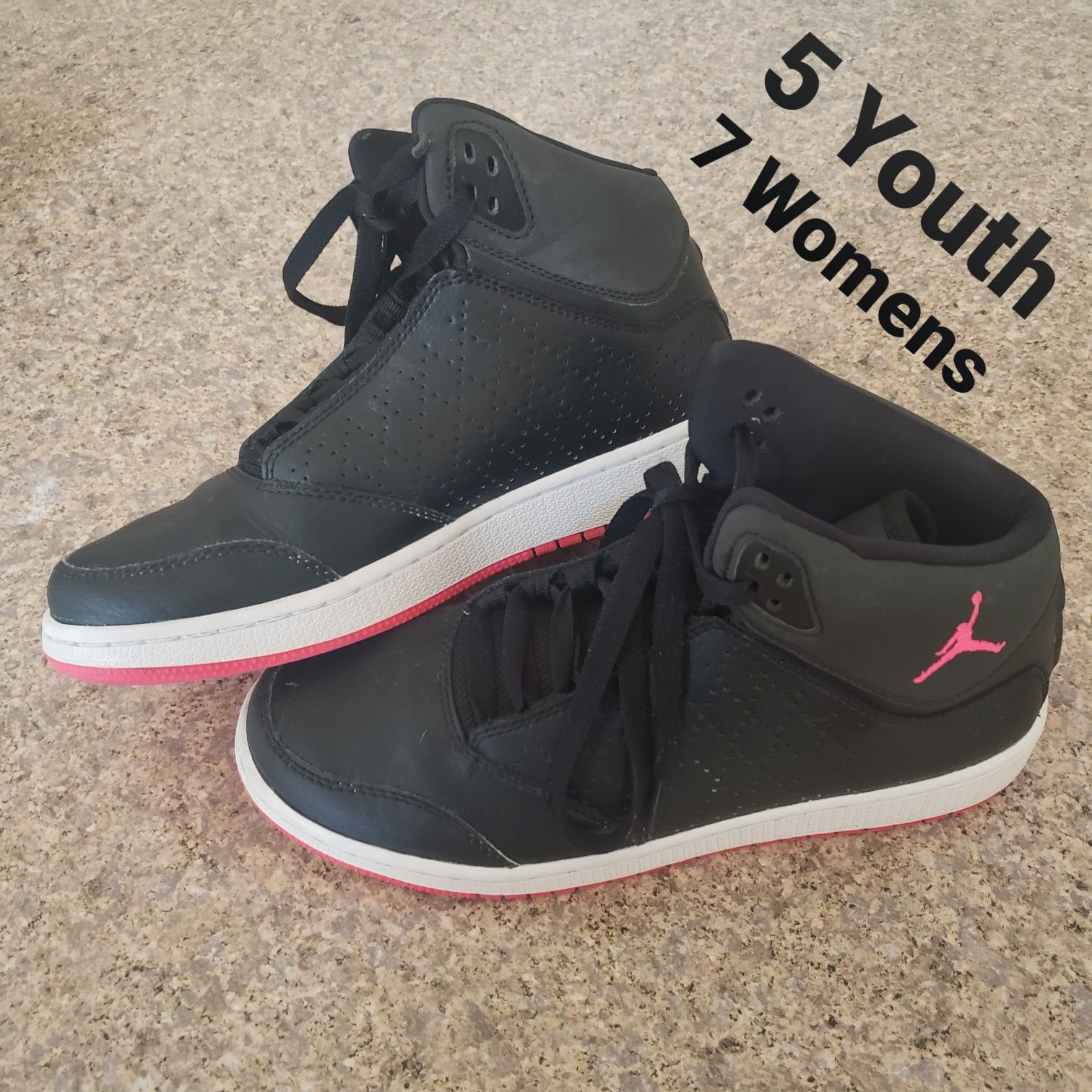 5 Youth 7 Womens Nike Jordan's Black & Hot Pink