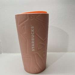 Starbucks Pink Soft Touch Matte Ceramic Tumbler 12oz Double Wall Cup Pink Lid