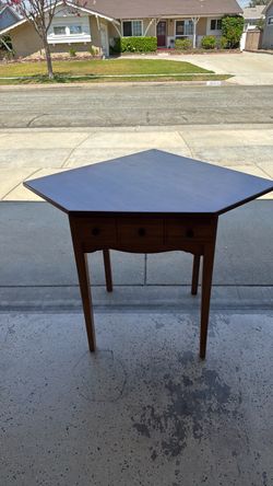 Wood Corner Accent Table with Drawers